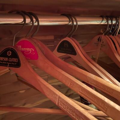 Large lot of Wood Hangers and Metal Pant Hangers