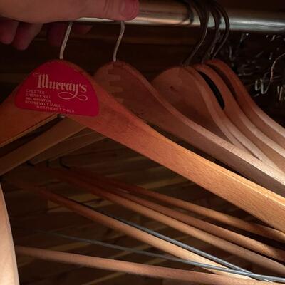 Large lot of Wood Hangers and Metal Pant Hangers