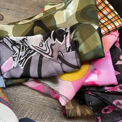 Lot of Scarves in Wood Box