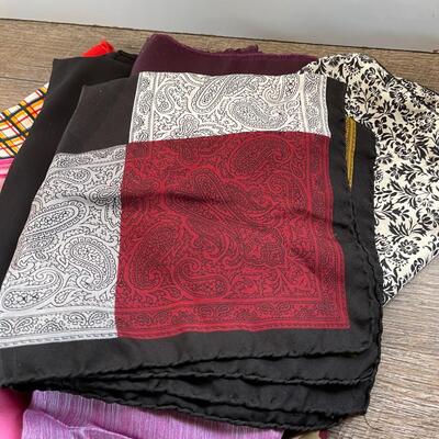 Lot of Scarves in Wood Box