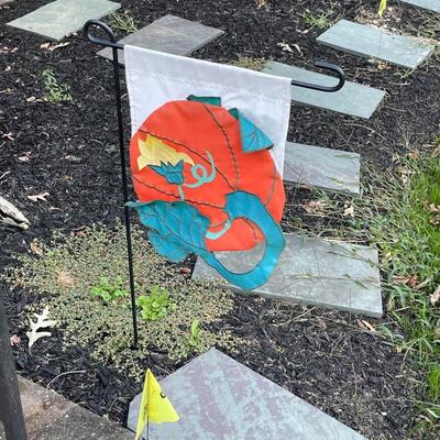 Lot of Garden Flags and Holders