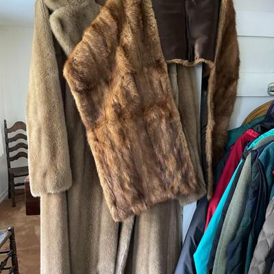Fur Stole and Faux Fur Coat