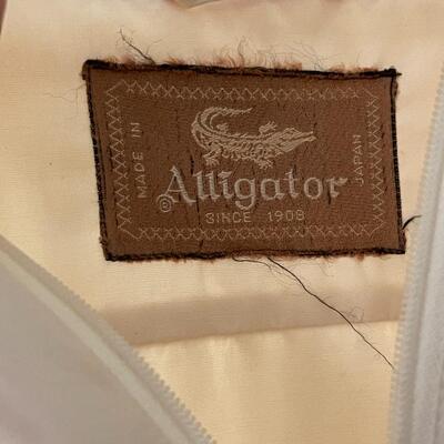 Vintage Alligator Izod Men's White Bomber Jacket-Blue Gator Logo