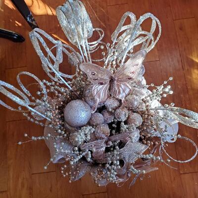 A Large Basket filled with Silver, Peach, Gold Balls, Picks, & Butterflies