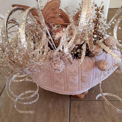 A Large Basket filled with Silver, Peach, Gold Balls, Picks, & Butterflies