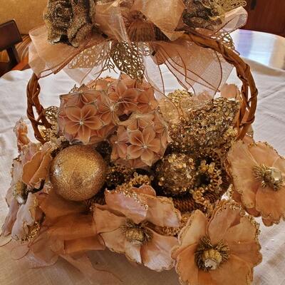 Basket of Decor items; Flowers, butterlies, balls, garland