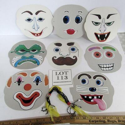 Lot of 8 Unused Halloween Thick Paper Masks With Elastic