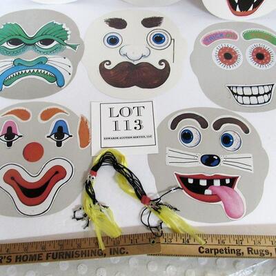 Lot of 8 Unused Halloween Thick Paper Masks With Elastic