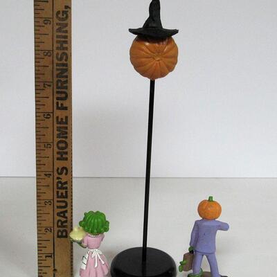 Cute Halloween Lot: Midwest of Cannon Falls JOL Man and Lady Figurines, Tall JOL Witch, Read Description