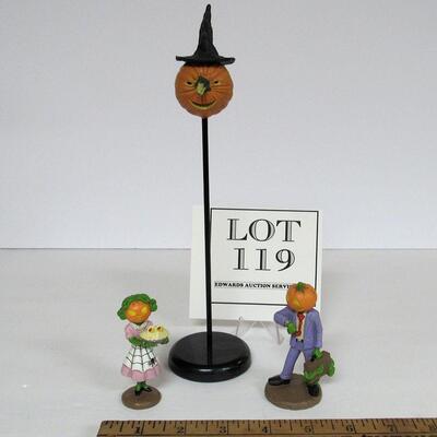 Cute Halloween Lot: Midwest of Cannon Falls JOL Man and Lady Figurines, Tall JOL Witch, Read Description