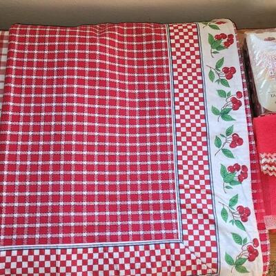 Lot 19: Vintage Red & White Tablecloths