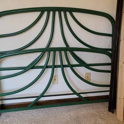 Lot 22: Antique Green Metal Bed