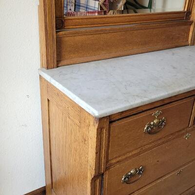 Lot 27: Antique Marble Top Dresser