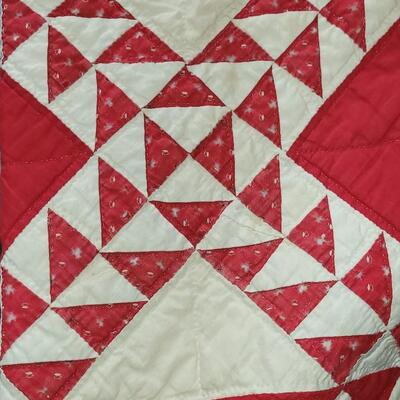 Lot 30: Antique Handmade Red & White Quilt