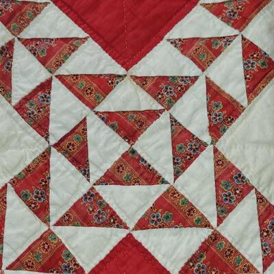 Lot 30: Antique Handmade Red & White Quilt