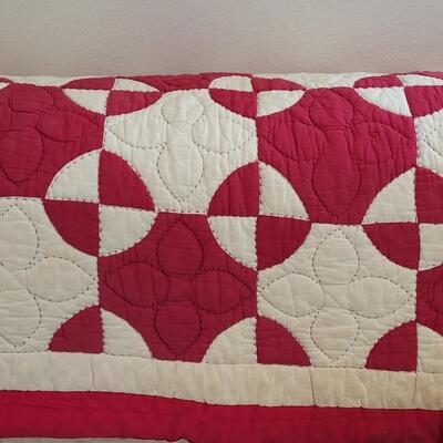 Lot 35: Antique Thick Red & White Quilt