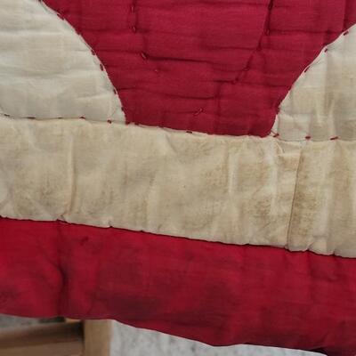 Lot 35: Antique Thick Red & White Quilt