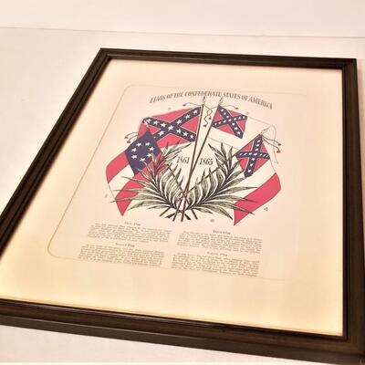 Lot #228  Vintage framed Flags of the CSA Print