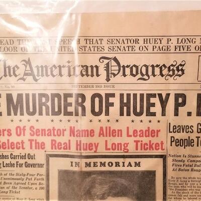 Lot #235  Full Original Newspaper - 1935 - Murder of Huey Long
