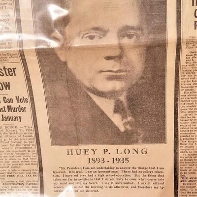 Lot #235  Full Original Newspaper - 1935 - Murder of Huey Long