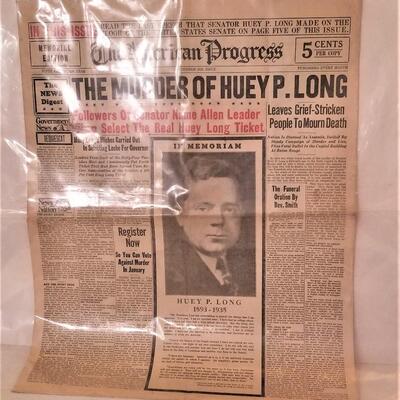 Lot #235  Full Original Newspaper - 1935 - Murder of Huey Long