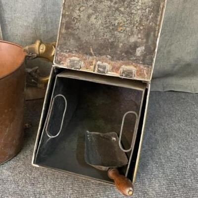 Brass Coal Hod & Copper Bucket