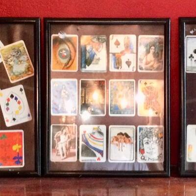 Framed old playing cards very vintage
