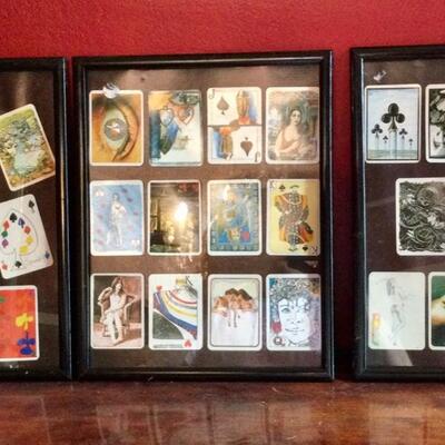 Framed old playing cards very vintage