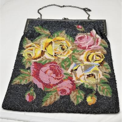 Lot #239  Beautiful Antique Beaded Evening Bag - glass beads