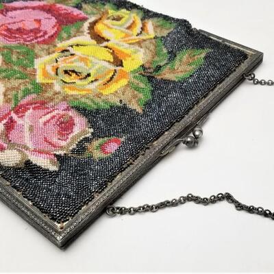 Lot #239  Beautiful Antique Beaded Evening Bag - glass beads