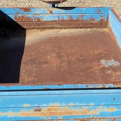 Lot 56: Vintage ORIGINAL BLUE Paint Utility Trailer w/ Tractor Seat & Hitch