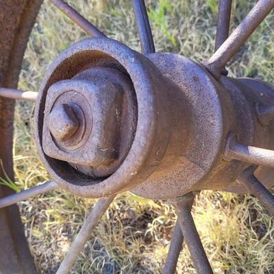 Lot 61: Antique Farm Wagon Wheel #2