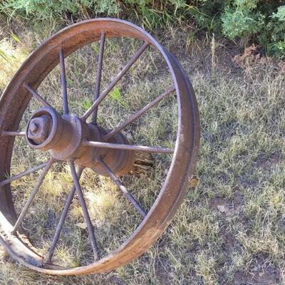 Lot 61: Antique Farm Wagon Wheel #2