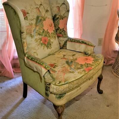 Lot #242  Vintage Armchair - Bird of Paradise Motif