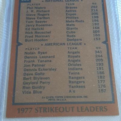 1977 STRIKE OUT LEADERS TOPPS #206