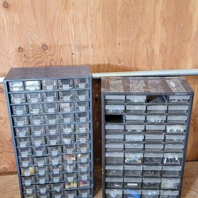 Lot 85: (2) Vintage Tray Storage Organizers w/ Contents Included