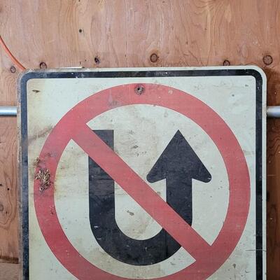 Lot 87: Vintage Aluminum NO U-TURNS Sign
