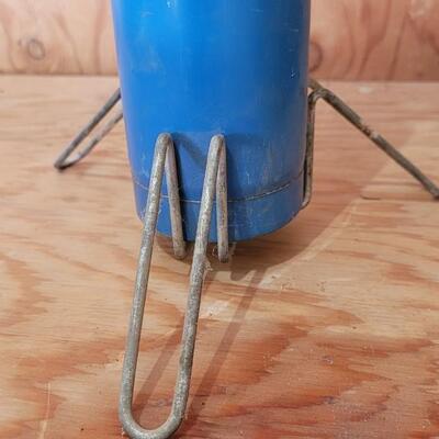Lot 99: Vintage BLUE Mid Century Modern COLEMAN Canister Lantern Kit w/ Stand