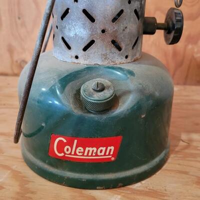 Lot 100: Vintage COLEMAN Lantern w/ Glass Shade