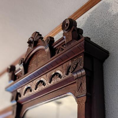 Incredible Rare Find Carved Walnut Pier Wall Mirror