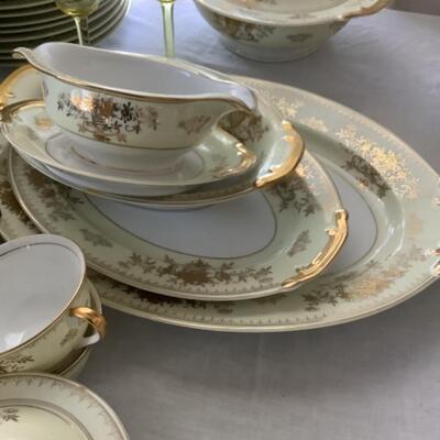 F508 83pc Set of SIS Handpainted Gold and Cream China
