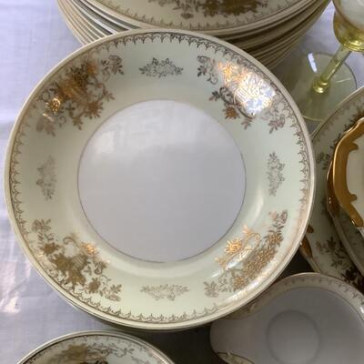 F508 83pc Set of SIS Handpainted Gold and Cream China