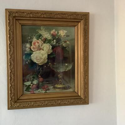 F512 Antique Gold Framed Rose Print