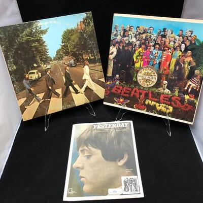Lot of 3 Beatles Vintage Vinyl Records and Song Book