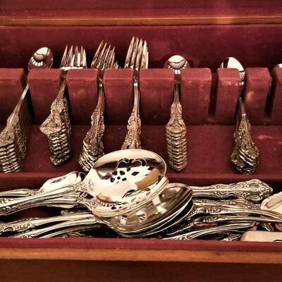 Lot #246  Complete Service for 12 - Oneida "Michaelangelo" Stainless