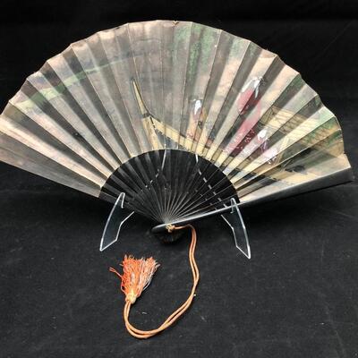 Antique 1935 Kyoto Japan Souvenir USA Flags Decorative Fan