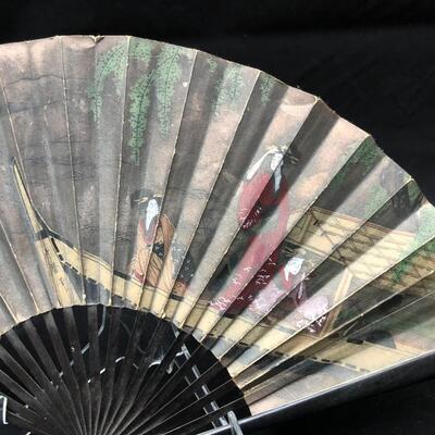 Antique 1935 Kyoto Japan Souvenir USA Flags Decorative Fan