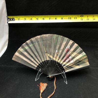 Antique 1935 Kyoto Japan Souvenir USA Flags Decorative Fan