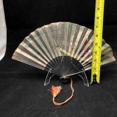 Antique 1935 Kyoto Japan Souvenir USA Flags Decorative Fan