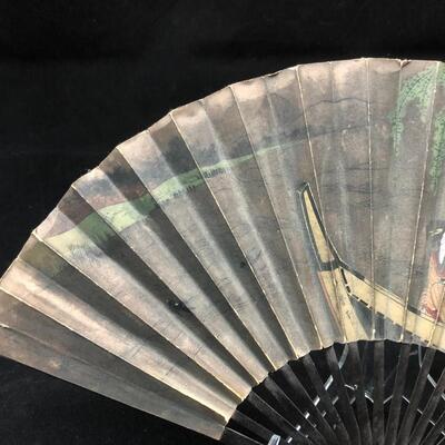 Antique 1935 Kyoto Japan Souvenir USA Flags Decorative Fan
